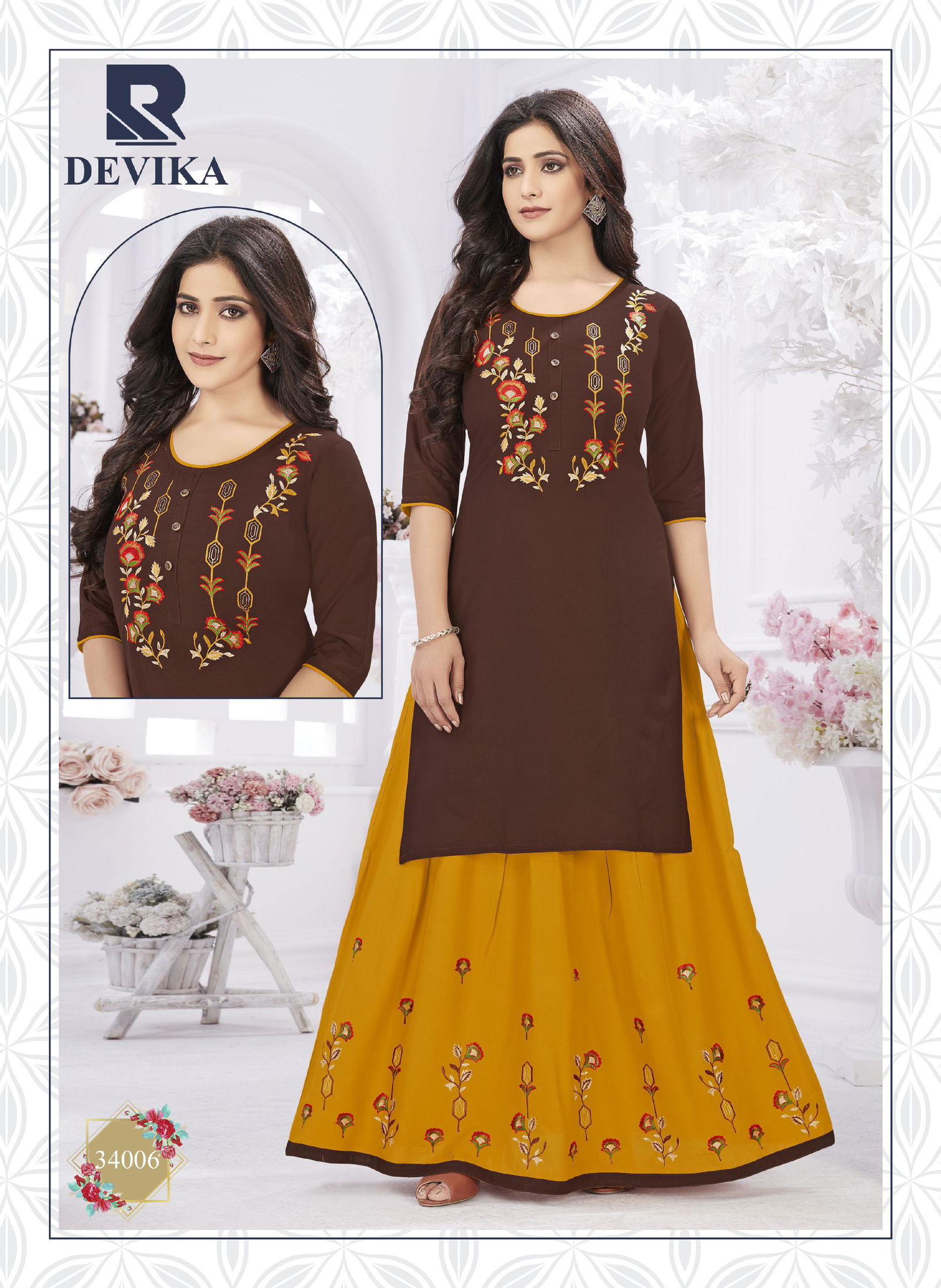 Raashi Devika Fancy Festive Wear Rayon Printed Top With Skirt Collection